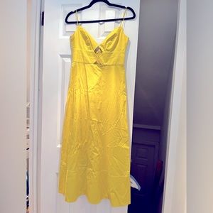 Saloni yellow cotton midi dress size UK 8/US 4.